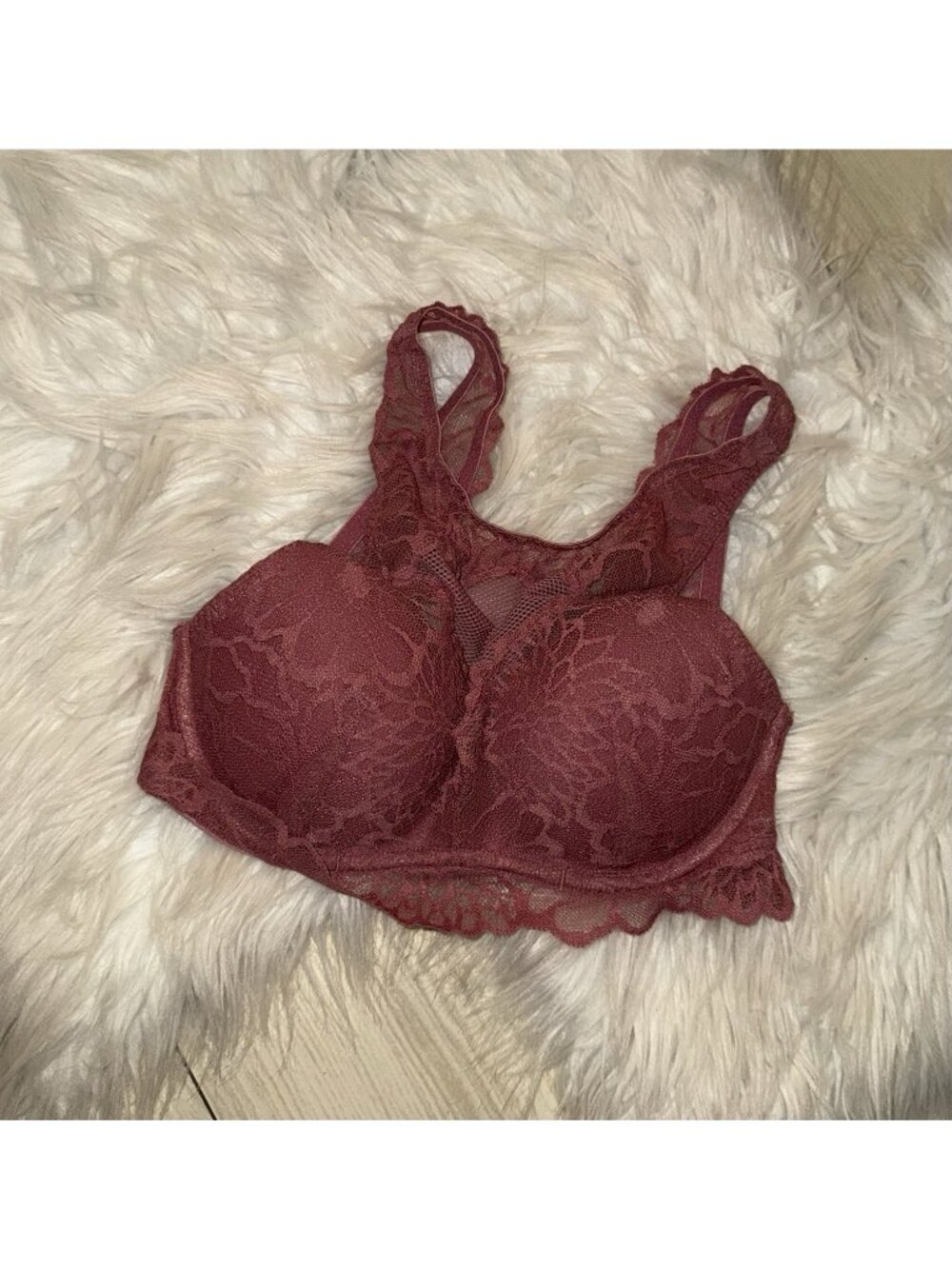 Pink Victorias Secret Lace Bralette High Neck Padded UW Womens XS XSmall Mauve